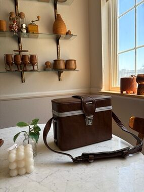 Vintage MCM Men's Brown Leather Crossbody Case Bag